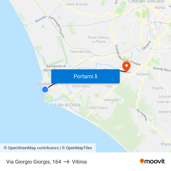 Via Giorgio Giorgis, 164 to Vitinia map