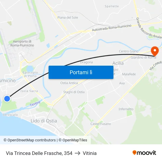 Via Trincea Delle Frasche, 354 to Vitinia map