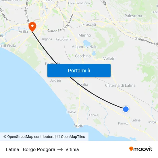 Latina | Borgo Podgora to Vitinia map