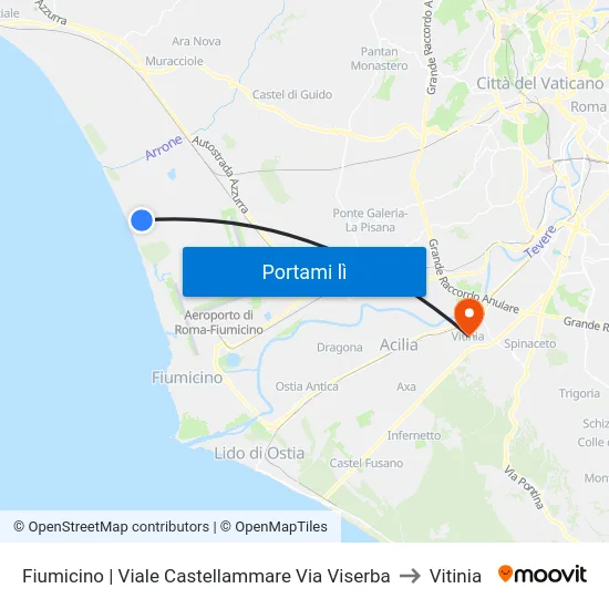 Fiumicino | Viale Castellammare Via Viserba to Vitinia map
