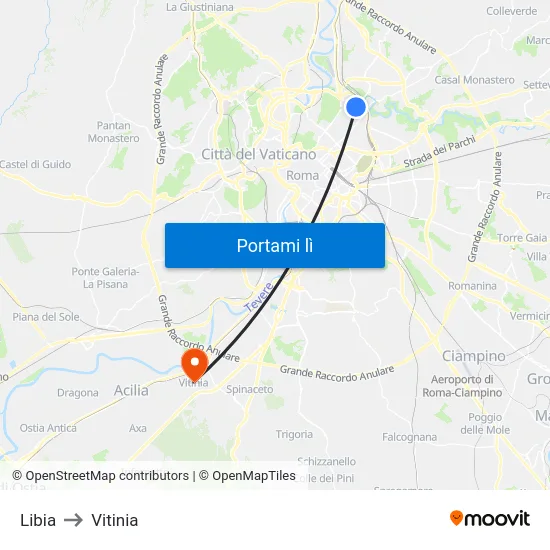 Libia to Vitinia map