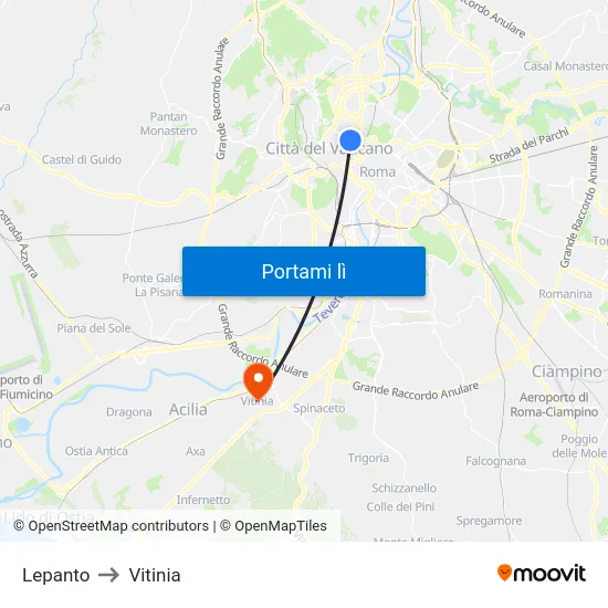 Lepanto to Vitinia map