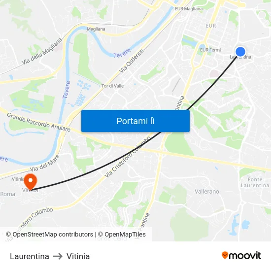 Laurentina to Vitinia map