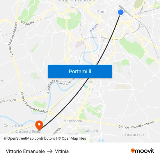 Vittorio Emanuele to Vitinia map