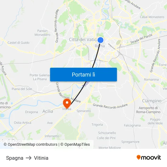 Spagna to Vitinia map
