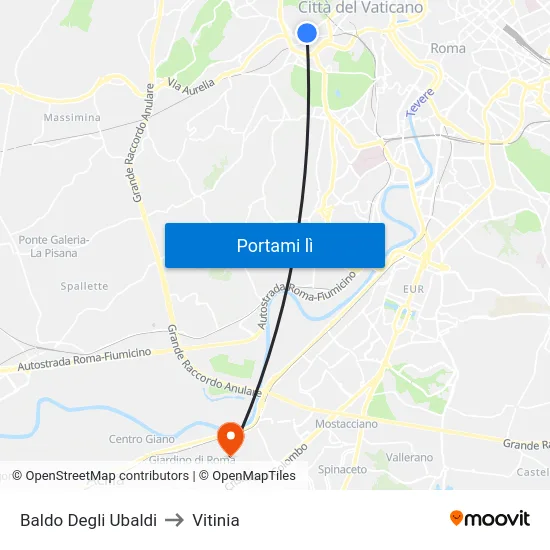 Baldo Degli Ubaldi to Vitinia map