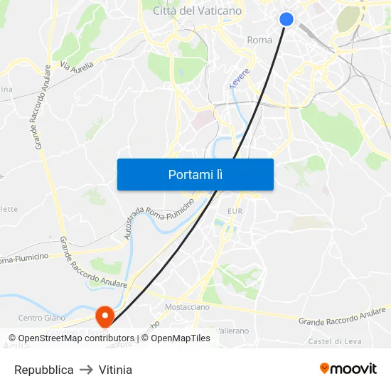 Repubblica to Vitinia map