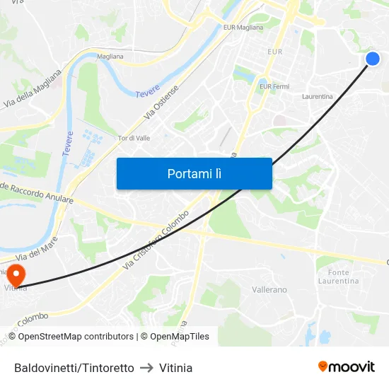 Baldovinetti/Tintoretto to Vitinia map
