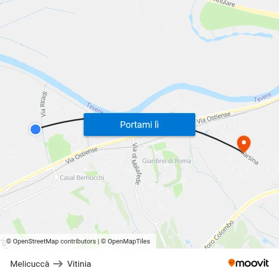 Melicuccà to Vitinia map