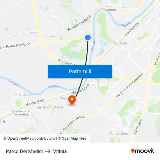 Parco Dei Medici to Vitinia map