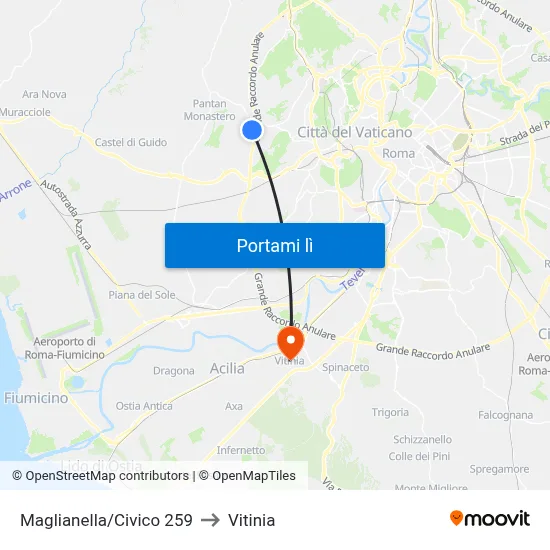 Maglianella/Civico 259 to Vitinia map