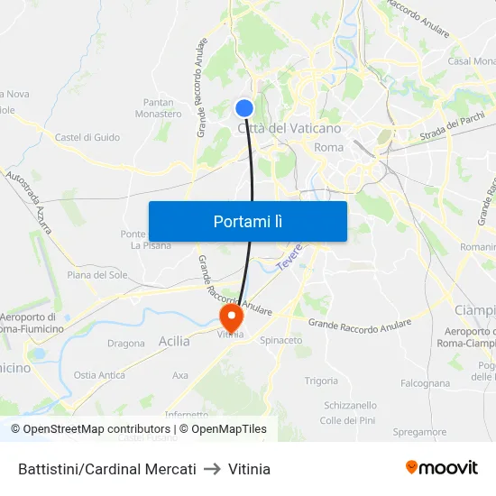 Battistini/Cardinal Mercati to Vitinia map