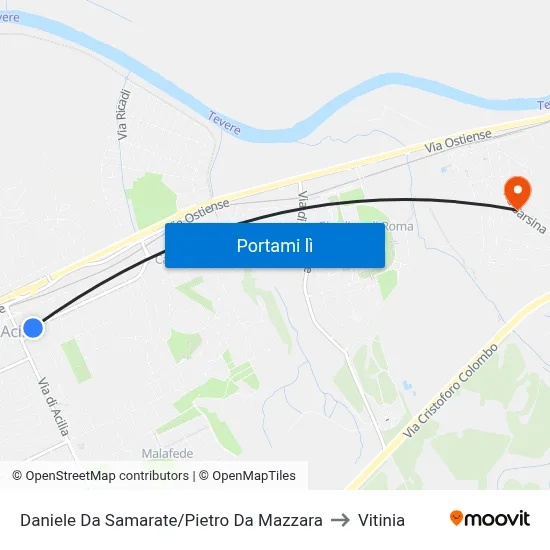 Daniele Da Samarate/Pietro Da Mazzara to Vitinia map