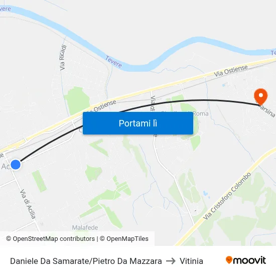 Daniele Da Samarate/Pietro Da Mazzara to Vitinia map