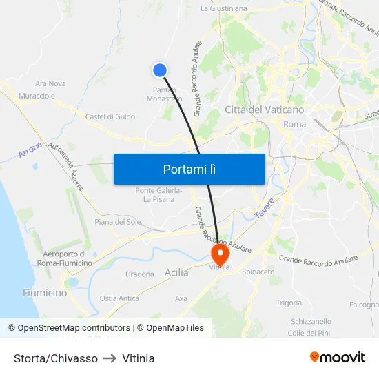 Storta/Chivasso to Vitinia map