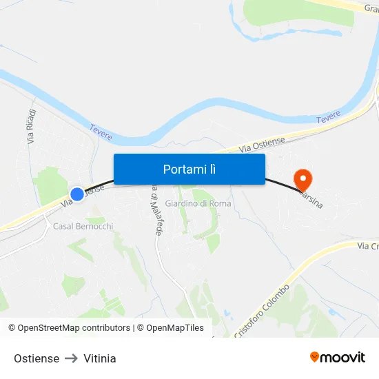 Ostiense to Vitinia map