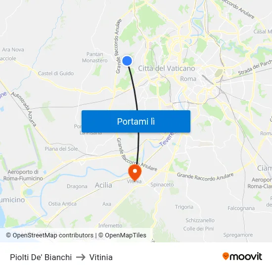 Piolti De' Bianchi to Vitinia map