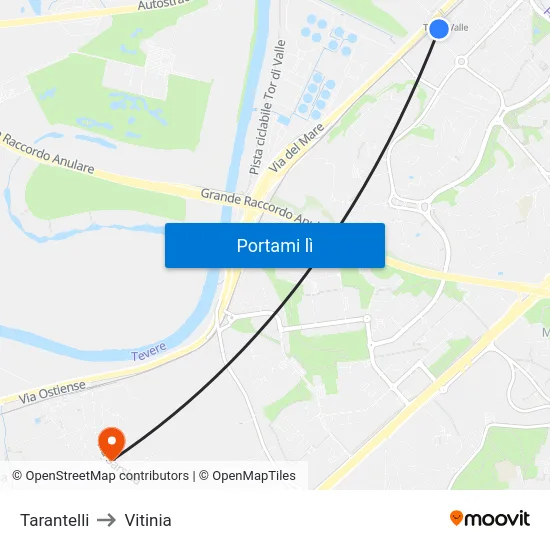 Tarantelli to Vitinia map