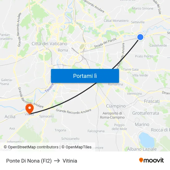 Ponte Di Nona (Fl2) to Vitinia map