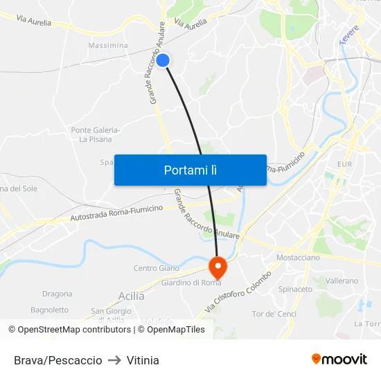 Brava/Pescaccio to Vitinia map