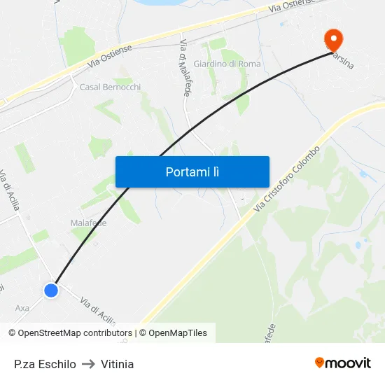 P.za Eschilo to Vitinia map