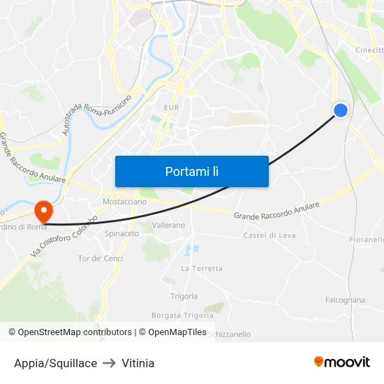 Appia/Squillace to Vitinia map