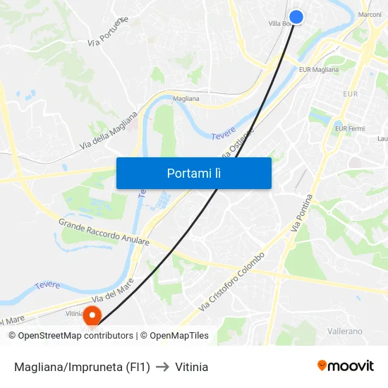 Magliana/Impruneta (Fl1) to Vitinia map