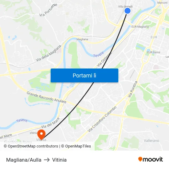 Magliana/Aulla to Vitinia map