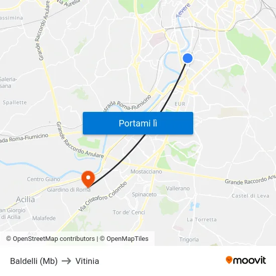 Baldelli (Mb) to Vitinia map