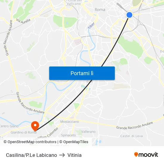 Casilina/P.Le Labicano to Vitinia map