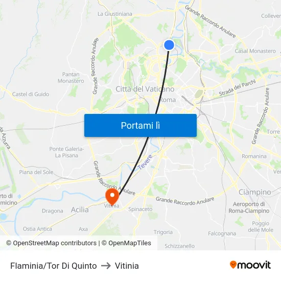 Flaminia/Tor Di Quinto to Vitinia map