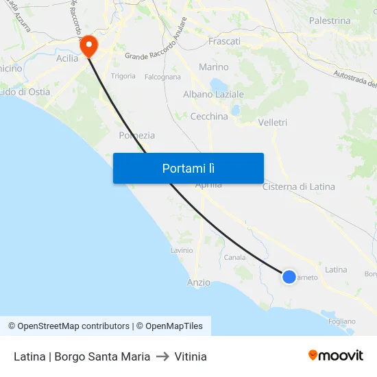 Latina | Borgo Santa Maria to Vitinia map