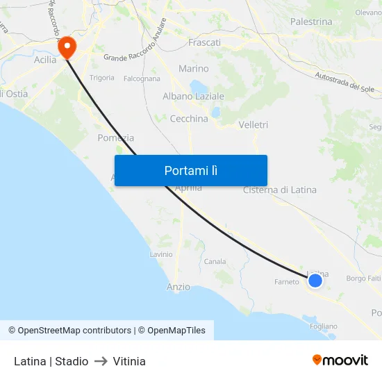 Latina | Stadio to Vitinia map