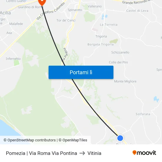 Pomezia | Via Roma Via Pontina to Vitinia map