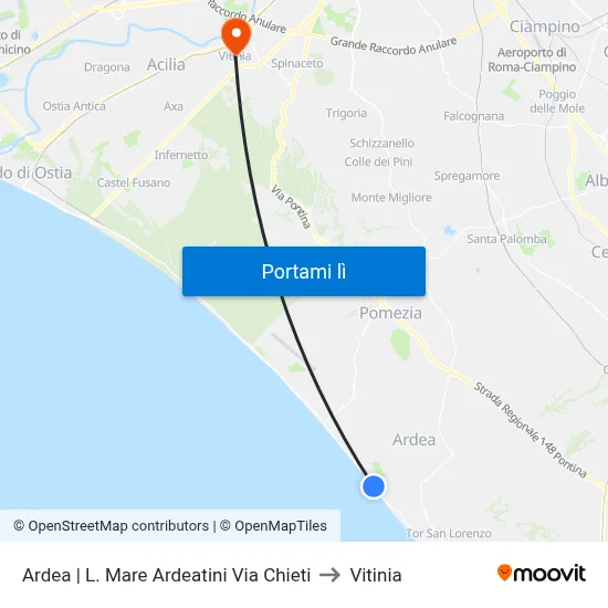 Ardea | L. Mare Ardeatini Via Chieti to Vitinia map