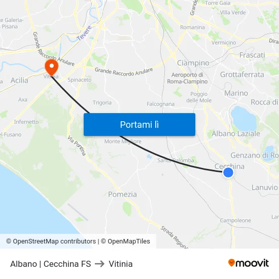 Albano | Cecchina FS to Vitinia map