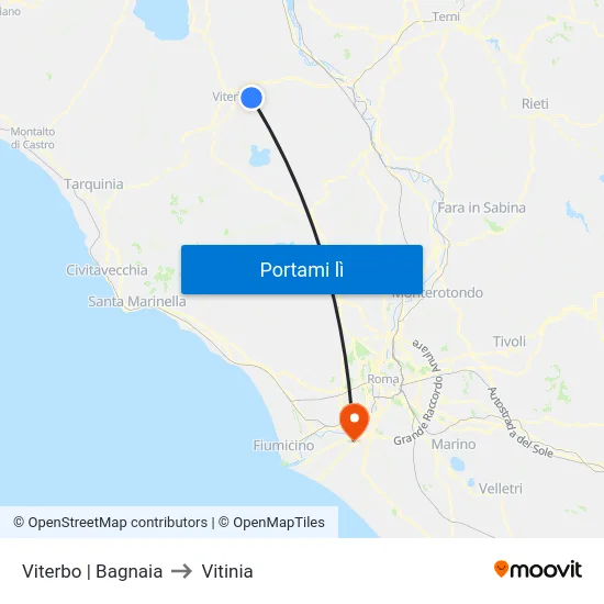 Viterbo | Bagnaia to Vitinia map