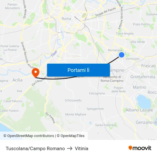 Tuscolana/Campo Romano to Vitinia map