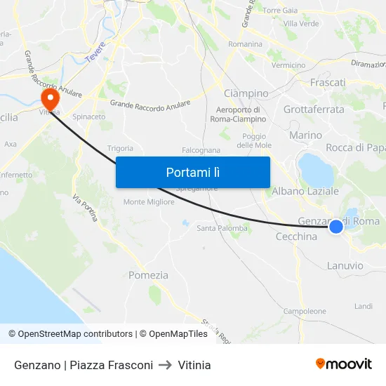Genzano | Piazza Frasconi to Vitinia map