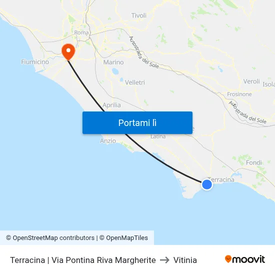 Terracina | Via Pontina Riva Margherite to Vitinia map