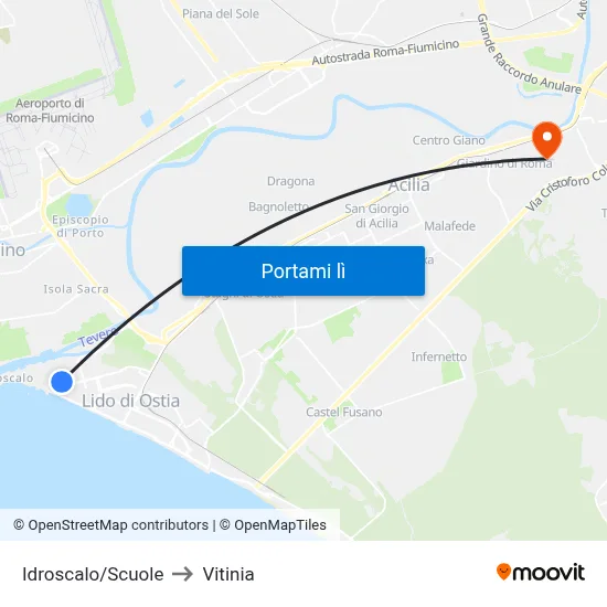 Idroscalo/Scuole to Vitinia map