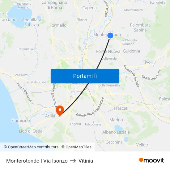 Monterotondo | Via Isonzo to Vitinia map