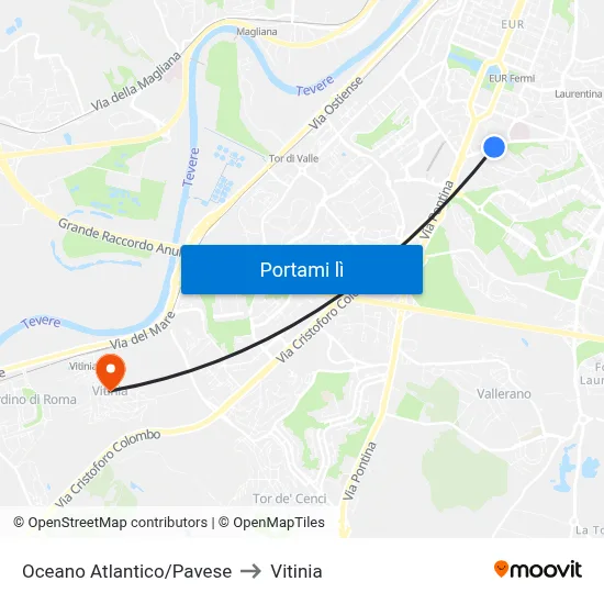 Oceano Atlantico/Pavese to Vitinia map