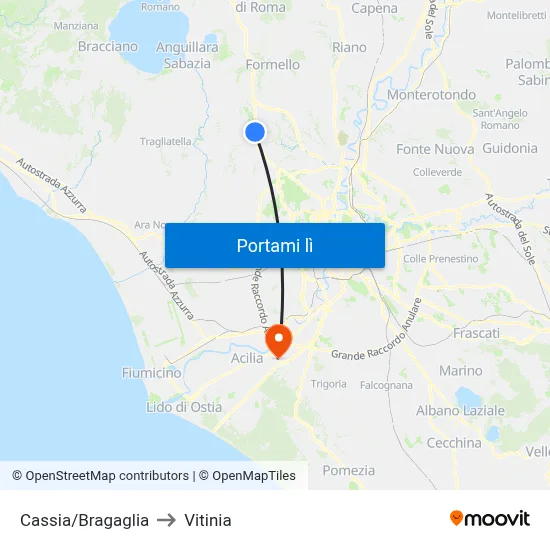 Cassia/Bragaglia to Vitinia map