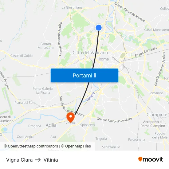 Vigna Clara to Vitinia map