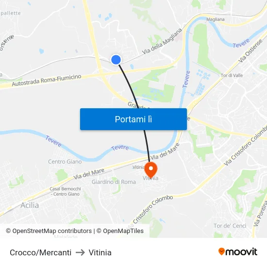 Crocco/Mercanti to Vitinia map