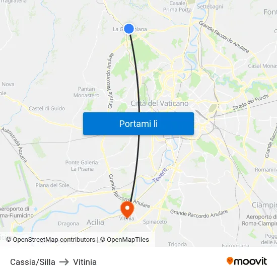Cassia/Silla to Vitinia map