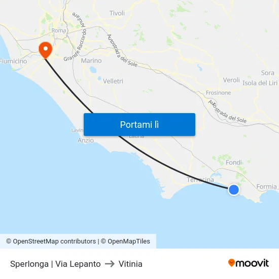 Sperlonga | Via Lepanto to Vitinia map