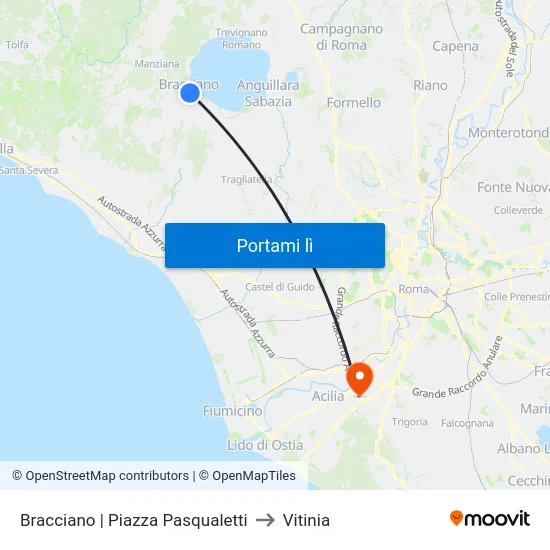 Bracciano | Piazza Pasqualetti to Vitinia map