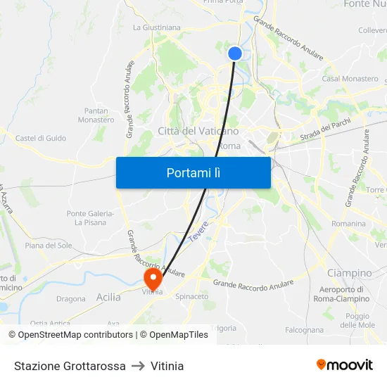 Stazione Grottarossa to Vitinia map